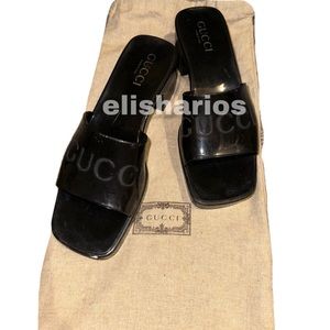 Black Gucci Rubber Slide Sandals Size 6 US